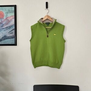 Classic Green Half-Zip Vest 100% Merino Wool